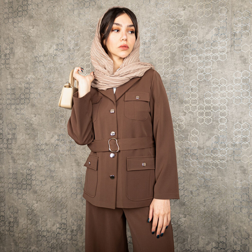 کت شلوار شکلاتی زنانه