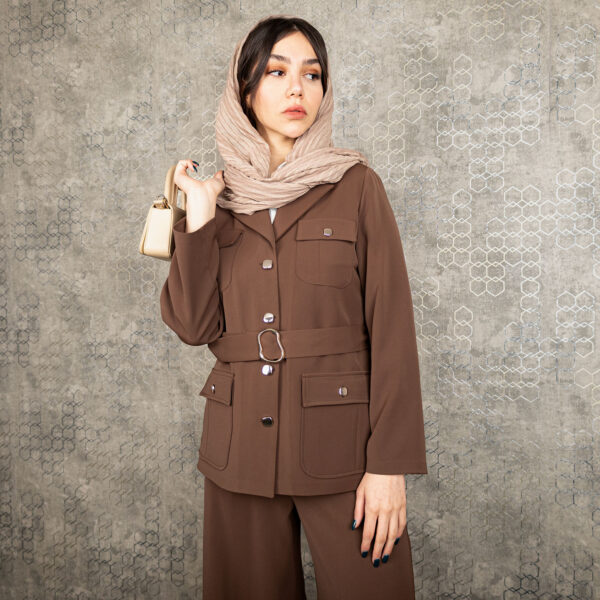 کت شلوار شکلاتی زنانه