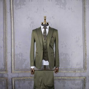 کت و شلوار و جلیقه سبز زیتونی